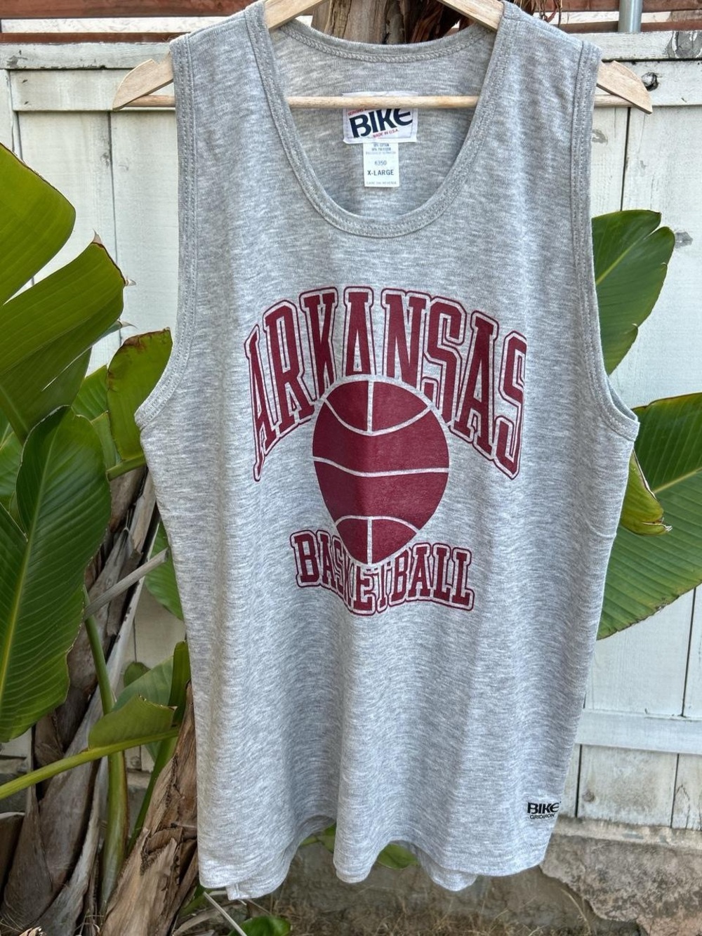 Vintage 90s Arkansas Basketball Tank Top XL Made USA Gray